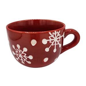 Gourmet Expressions Red, White Snowflake Holiday Delights Ceramic Coffee Tea Mug